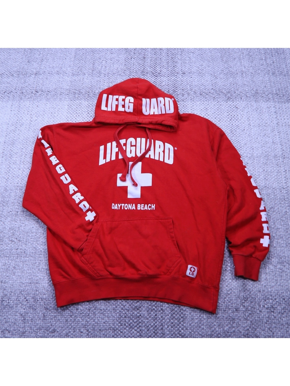 Lifeguard Daytona Beach Red Hoodie Sweatshirt Large